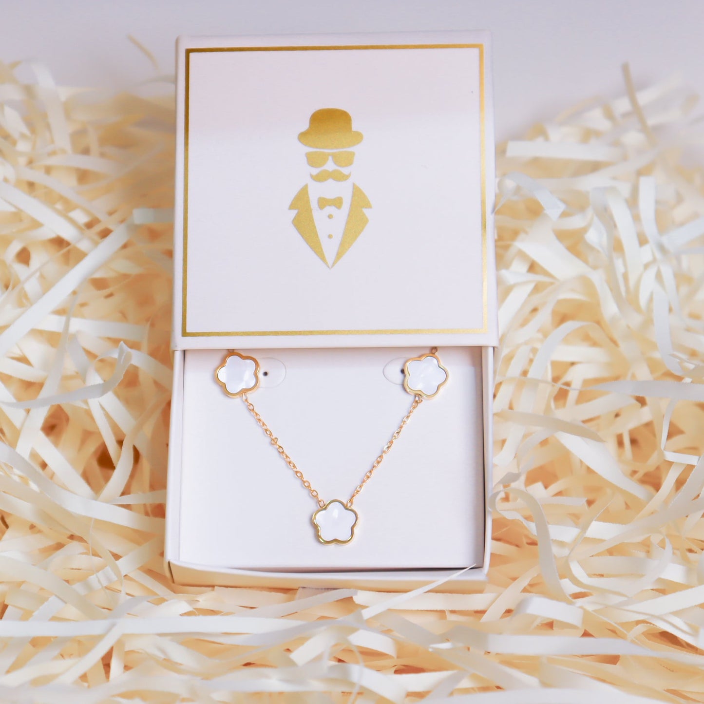 Set Trebol - Blanco - Acero Inoxidable