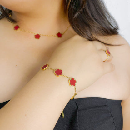 Set Trebol - Rojo - Acero Inoxidable