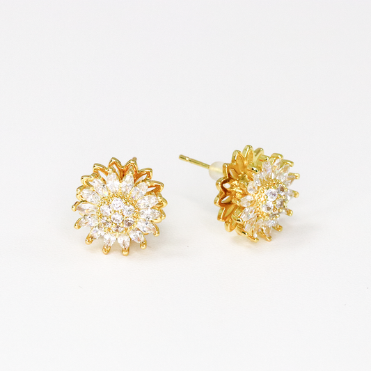 Aretes de Girasol Giratorio - Acero Inoxidable